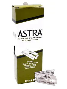 Astra Platinum Double Edge Safety Razor Blades,100 Blades (20 x 5)