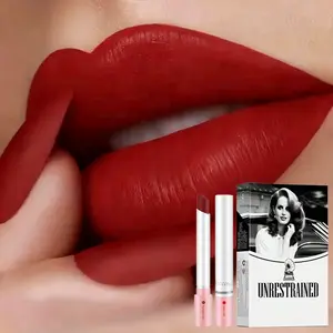 Long-lasting, non-fading lipstick, 4 pieces per set, waterproof matte lipstick, cigarette case design, moisturizing and waterproof, suitable for various occasions, lip makeup, lip gloss.