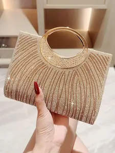 Women's Elegant Rhinestone Decorated Evening Bag, Exquisite Trendy Bag, Fashionable Bag for Party Decoration, Fashionable Shoulder Clutch