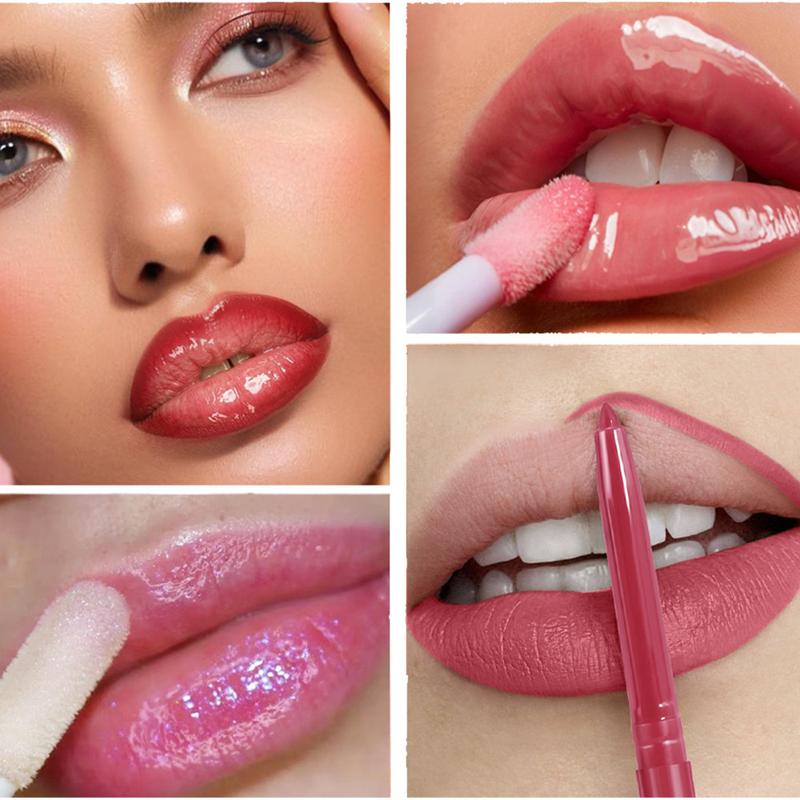 Velvet Texture Luxury 7 Lip Glossy And 6 Lipliner Pencil Makeup Set Matte Lipstick Combo Waterproof Long Lasting Smooth Cosmetic For All Skin Types