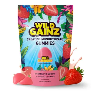 Sugar-Free Creatine Monohydrate Gummies - 5g per Serving - Made in USA & Lab Tested - Muscle Growth & Recovery - 120 Count - Strawberry Flavor Creatine Gummies - Vegan, Non-GMO, Gluten-Free Fitness Supplement