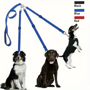 3-way dog lead, Safety Harness, Adjustable nylon safety belt, suitable for car travel, hiking and camping, Non-pull design, with comfortable grip handle, Multiple options, Safety clip attachment, suitable for safe outdoor walks, car safety equipment