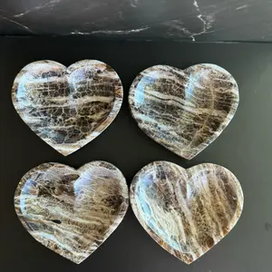 Chocolate Calcite Jewelry Bowls and Heart Puffs