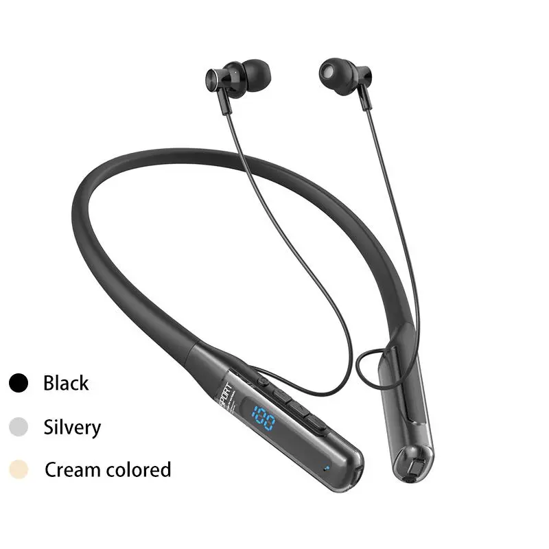 Wireless Hanging Neck Headphones, In-ear Design Bluetooth-compatible Earphone with LED Power Display, Portable Earbuds, Noise Reduction Stereo Sound for Sports, Wireless Earbuds Headset, Noise Cancelling Earphones, Electronic Audio