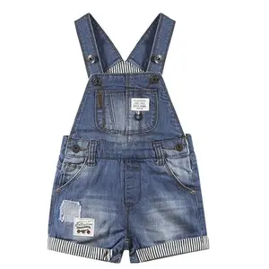 24M-6T Little Boys Girls Big Bib Pocket Summer Denim Shortalls, Jean Short Overalls
