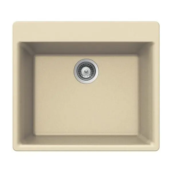 Houzer G-100 Quartztone Series Composite Granite Top Mount Single Bowl Rectangle Kitchen Sink - Sand, 20.75" L x 16.43" W x 8.68" D, Heat Resistant, Non-Porous Surface, UV Stable