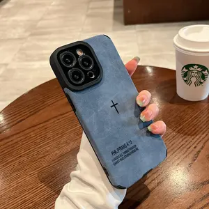 The minimalist cross pattern is made of TPU and leather, with a delicate touch that is skin friendly like velvet, suitable for Apple 17 16 15 14 13 12 11 Pro Max Plus X XS Max ﻿