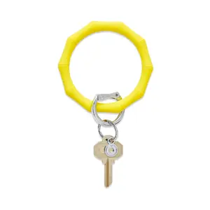 OVENTURE Silicone Big O® Key Ring - Yes Yellow Bamboo Lightweight Keychain with Patented Locking Clasp & Durable Design