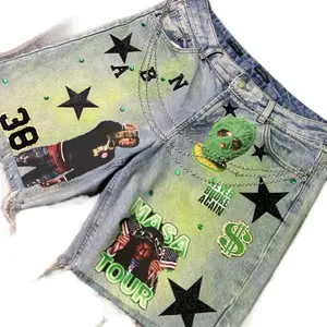 Custom Junk Shorts with Unique Designs Star Motifs for Casual Wear Tshirt