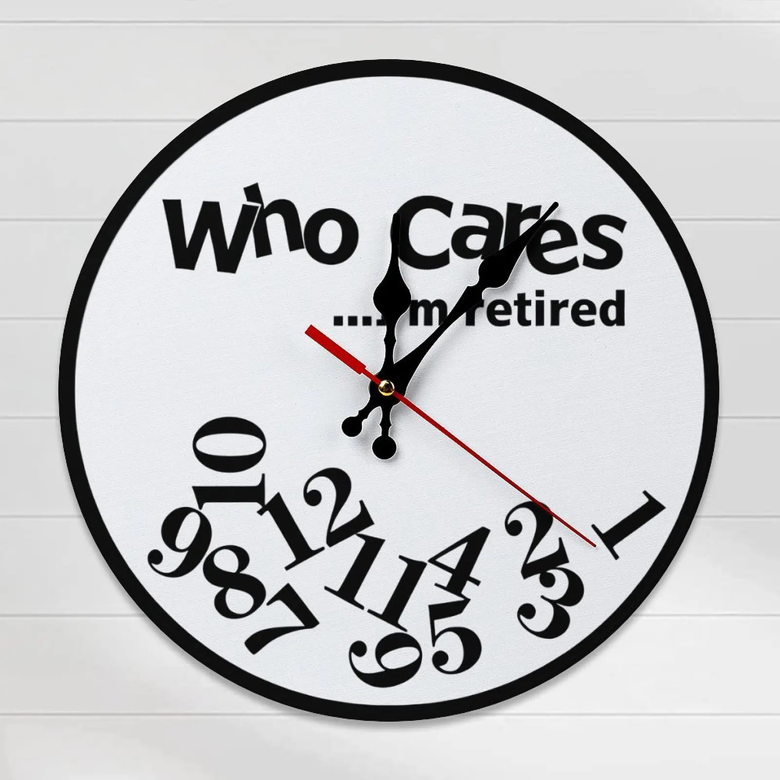 1pc 10/12in DIY "Who Cares I'm Retired" Funny Analog Clock, Easy-Assemble Novelty Clock with Silent Movement, Adult Retirement Decor to Celebrate Retirement, Add Humor to Home Room Decor