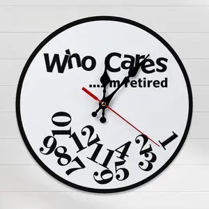 1pc 10/12 Inch DIY "Who Cares I'm Retired" Funny Wall Clock, Easy Assemble Novelty Clock with Silent Movement, Humor Retirement Decor for Home Office Man Cave