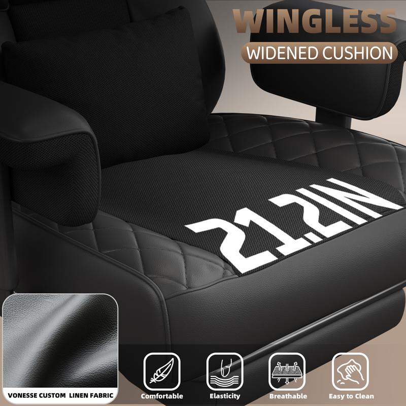 Vonesse Big and Tall Office Chair, Computer Chair with Soft Adjustable Armrests, Ergonomic Gaming Chair with Breathable Linen Design, Executive Chairs with Footrest V3048A