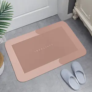 Geometric Diatomite Square Bath Mat - Water Absorbent, Non-Slip Rubber Backed, Quick Dry with Upgraded Algae Mud, Bacteria-Free Hygienic Bathroom Rug for Shower Tub, Modern Minimalist Home Decor, Water Absorbent Bathmat