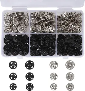 Button Kit for Fabric Sewing – 140 Pairs Snap Buttons in Black & Silver, Complete
