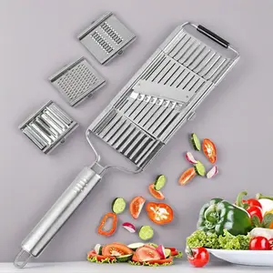 Multi-functional Stainless Steel Vegetable Slicer & Grater, Kitchen Mandoline Slicer for Potato, Cucumber, Onion, Cheese, Food Chopper for Home Cooking