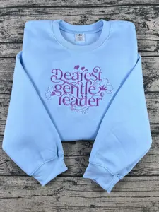 Dearest Gentle Reader Embroidered Sweatshirt Unisex, Whistle Down Society Papers Spill the Tea, Gift for Bridgerton Fans Wisteria Floral Shirts