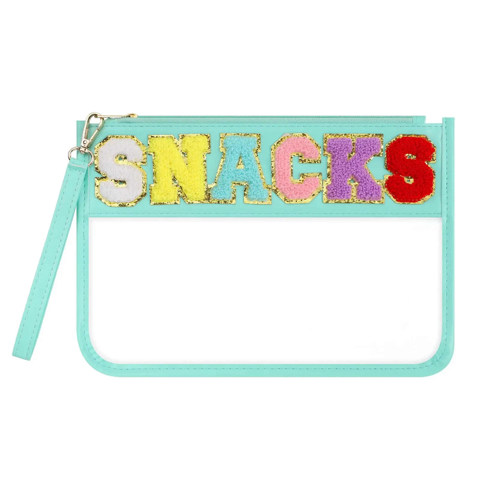 Clear Snack Bag For Travel  Chenille Letter Zipper Snacks Pouch Nylon Makeup Women