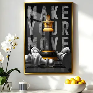1 Count Aluminum Alloy Frame Canvas, Exquisite Poster Chess King And Pawns, Light Luxury And Senior Feeling Living Room Porch Decoration, Modern Art Family Decoration, Suitable For Holiday Gifts, Waterproof Art