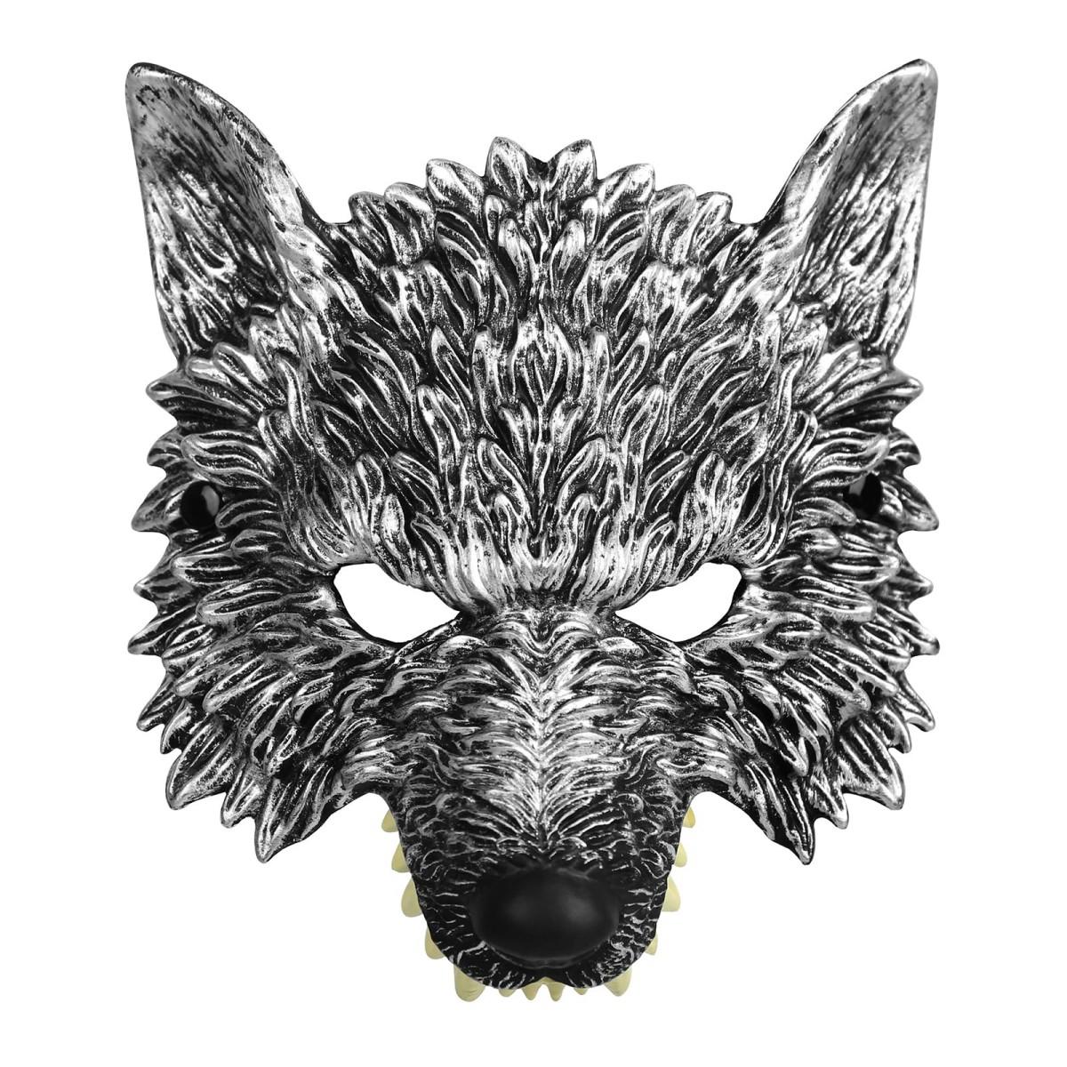 Realistic 3D Half Face Wolf Werewolf Mask, Scary Animal PU Foam Headgear, Horror Halloween Carnival Masquerade Cosplay Costume Prop, Party Dress-Up Accessory for Adult Kids, Stage Show Disguise Gift Adjustable Waist Golden Plated cake topper gender reveal