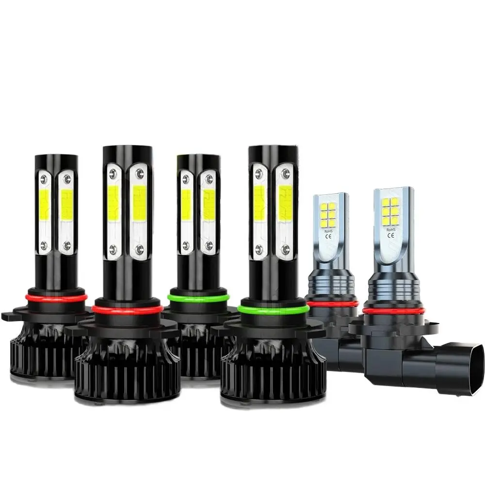 For Chevy Silverado 1500 2500 3500 2003 2004 2005 2006:  LED Headlight and Fog Light Bulbs, 6000K Cool White Complete Replacement Kit 6Pcs