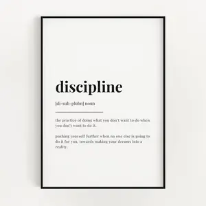 Discipline Definition Print, Discipline Definition Poster No Frame, Home Decor, Wall Art Chill Vibe Poster Print