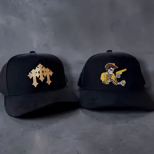 2 Hats bundle SnapBack caps black suede visor