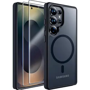 Entronix Case for Samsung Galaxy S25/S24 Plus/Ultra - [Magnetic] Translucent Matte Cover & [2] Clear Screen Protectors, Accessories Protection