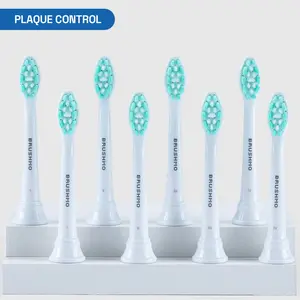Plaque Control Replacement Toothbrush Heads Compatible with Philips Sonicare - 8 Pack, White