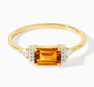 Madeira Citrine Topaz Crimson Ring – 14K Gold Plated