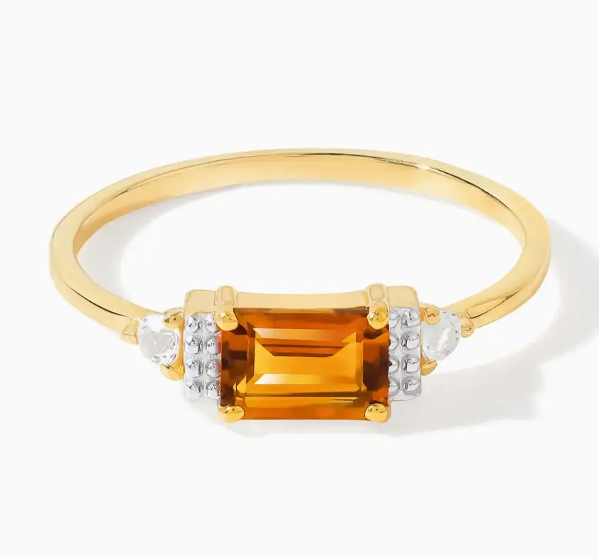 Madeira Citrine Topaz Crimson Ring – 14K Gold Plated