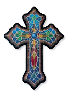 Cross Diamond Painting Sign, ROUND Drills, 14.5" Tall, Use Your Leftover Drills