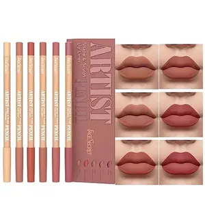Naked Brown Lip Liner Set 6-Piece Makeup Box Versatile Color Numbers for Daily & Special Occasions Easy Application for All Skin Tones Flawless Cosmetic