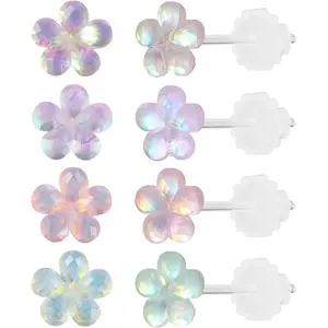 Colorful Stud Earrings Set Plastic Earrings Cute Clear Earrings Kawaii Hypoallergenic Earrings for Women Multipack