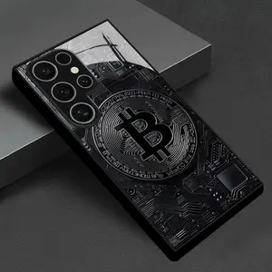 Bitcoin Circuit Pattern Premium Glass Phone Case Cover Protector, High-Quality Protective Business Style, Fits Samsung S25, S24, S23, S22, S21,S20, Note10, Note20, a Series