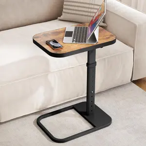 TV Tray Table, Adjustable Height & 90 °   Flip-Over Panel Design, Sofa Arm End Side Table for Eating Laptop Couch Bed Dinner or Small Spaces