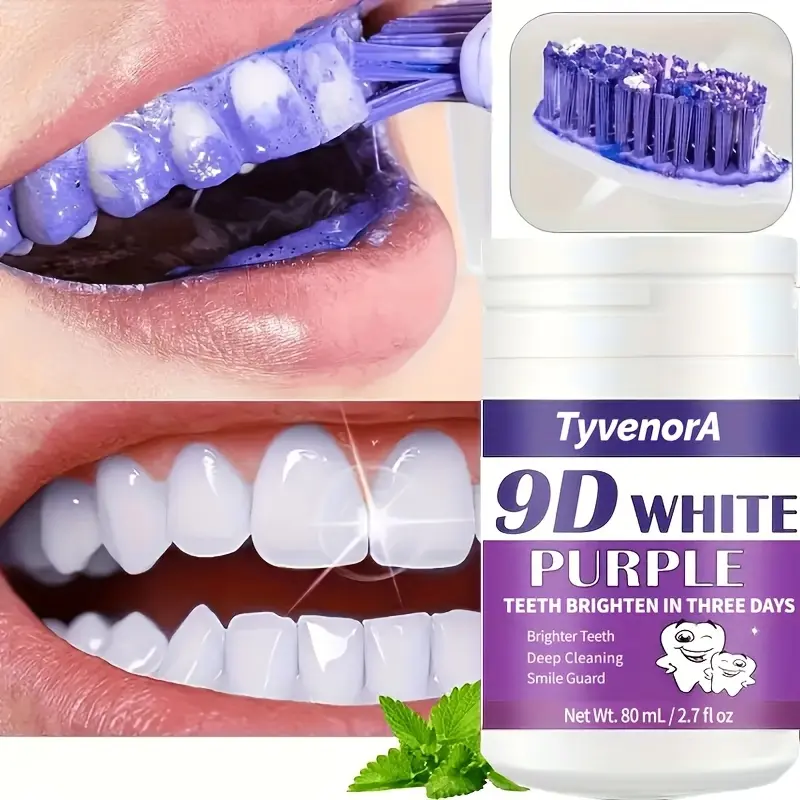 9D Teeth Powder - Fast-Acting 3-Day Results, BPA-Free & Alcohol-Free Gel Formula, At-Use Sensitive Teeth & Gums Whitener, No Harsh Chemicals, for a Brighter Smile (Powder)