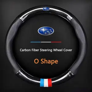 Leather Car Steering Wheel Cover, O Type, Breathable Antiskid, Compatible with Subaru Sti, Forester, Impreza, Legacy, Outback, Xv, Brz, Wrx