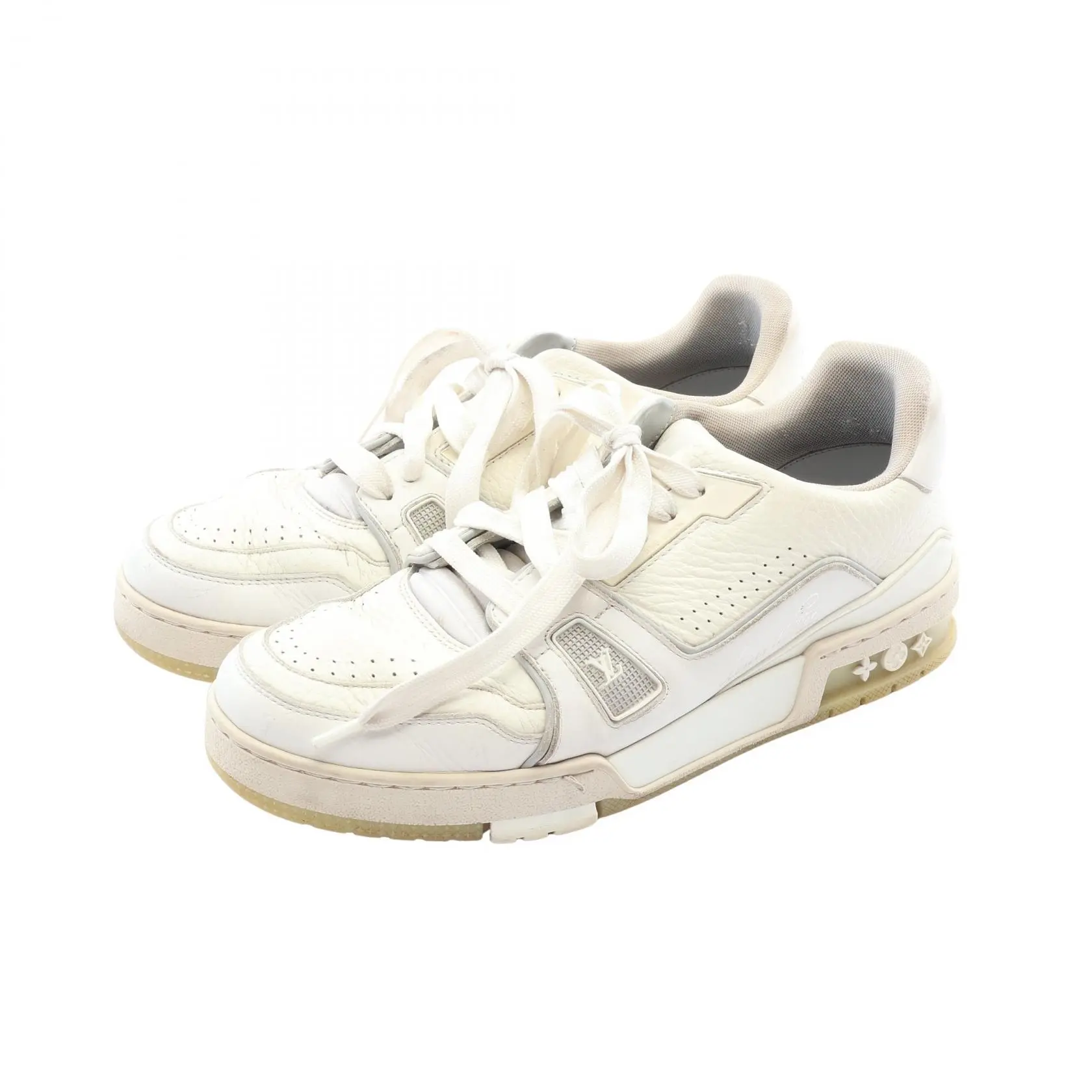 Pre-owned Louis Vuitton Calfskin Small Leather Goods LV Trainer Leather Sneakers
