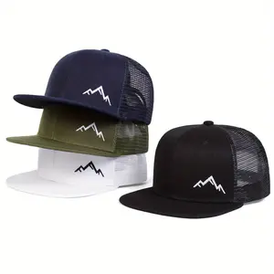 Unisex Mountains Embroidered Hip Hop Hat Mesh Hat Outdoor Sport Adjustable Sunscreen Leisure Hat Spring Autumn Travel Tourism Beach Vacation