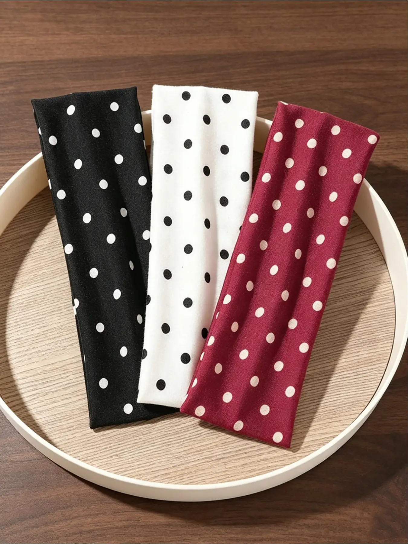 Vintage French Polka Dot Hairband for Women, Elastic Textile Headband in, Boho Style Daily Accessory, Boho Stretch Headbands