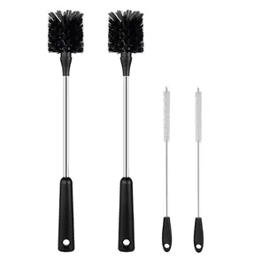 [4 Pack] Water Bottle Brush & Straw Cleaner Set,Stainless Steel Long Handle Baby Bottle Scrub Cleaning Brush