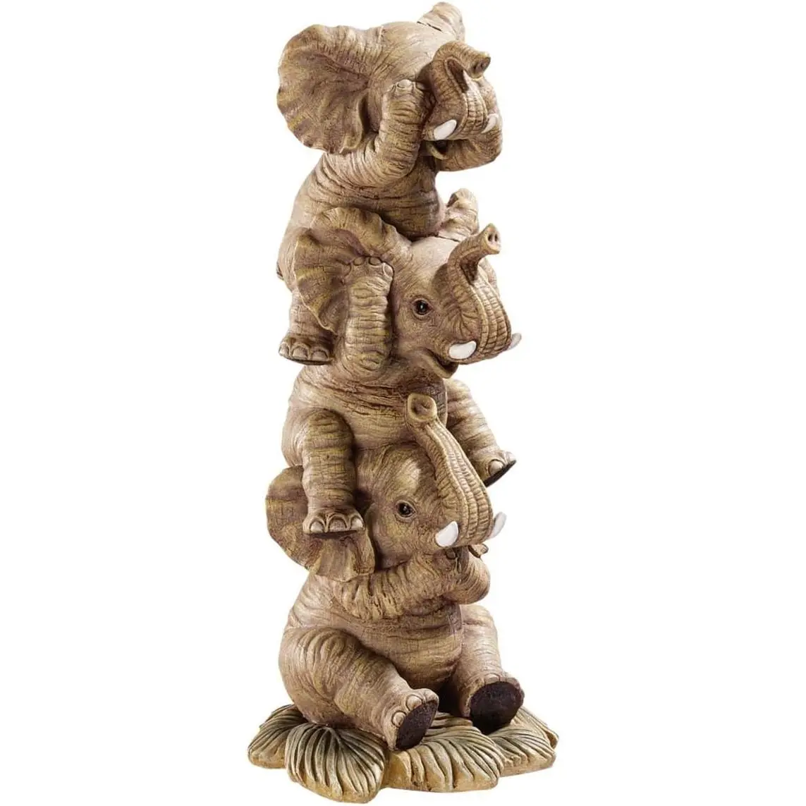 Hear-No See-No Speak-No Evil Stacked Elephants Collectible Statue - Medium Single Trinket, Animal Shape Artificial Resin Miniature Novelty Figure Statue, Animal Shape Statues