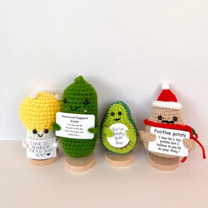 Handmade crochet cute emotional support pickle/avocado doll gift for Christmas decoration Yarn Ornaments Lightweight