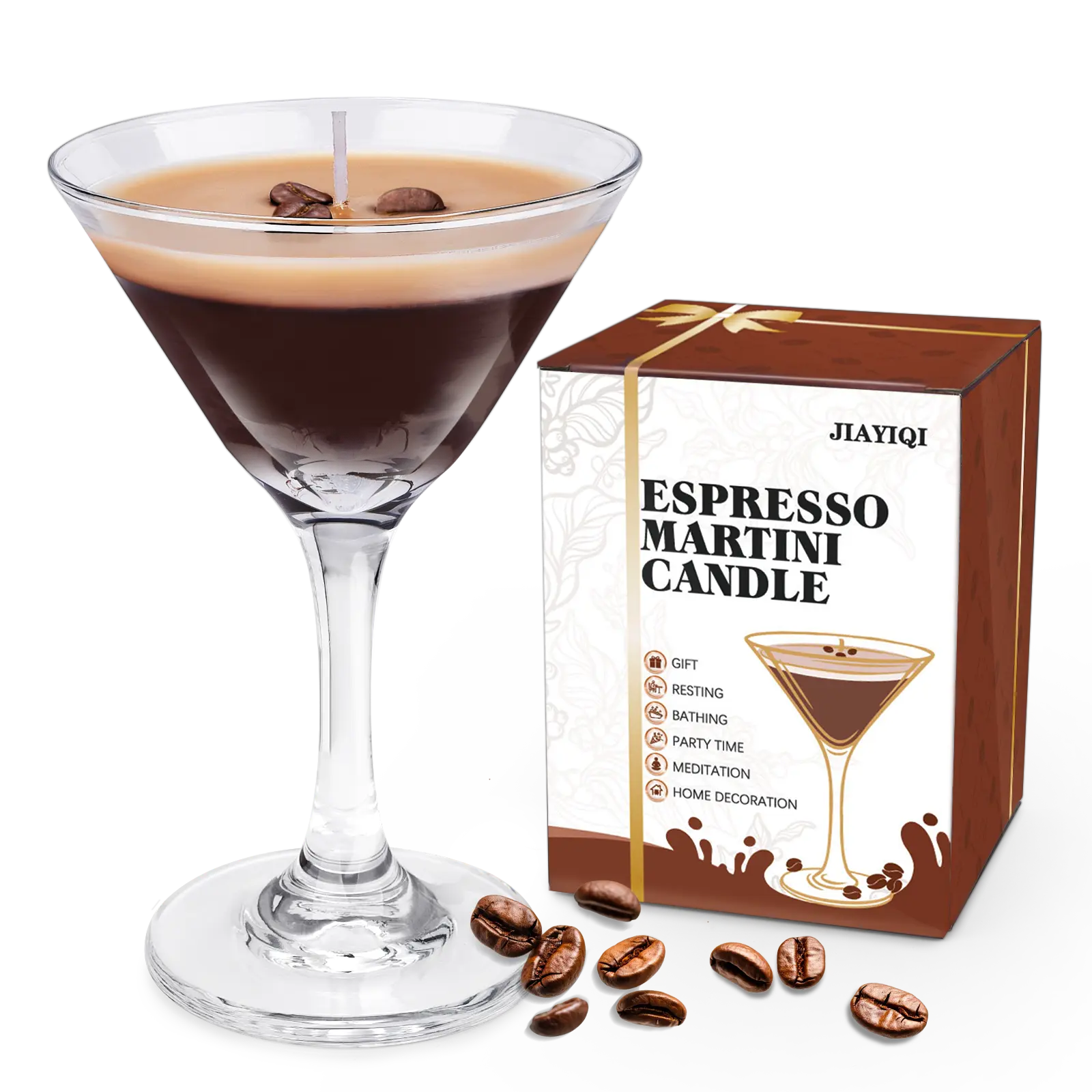 Espresso Martini Aroma Soy Wax Candle with Cotton Wick - Relaxing Coffee-Scented Gift for Espresso Lovers, Home Decor for Coffee Bar, Birthday/Christmas Gifting, Decoration