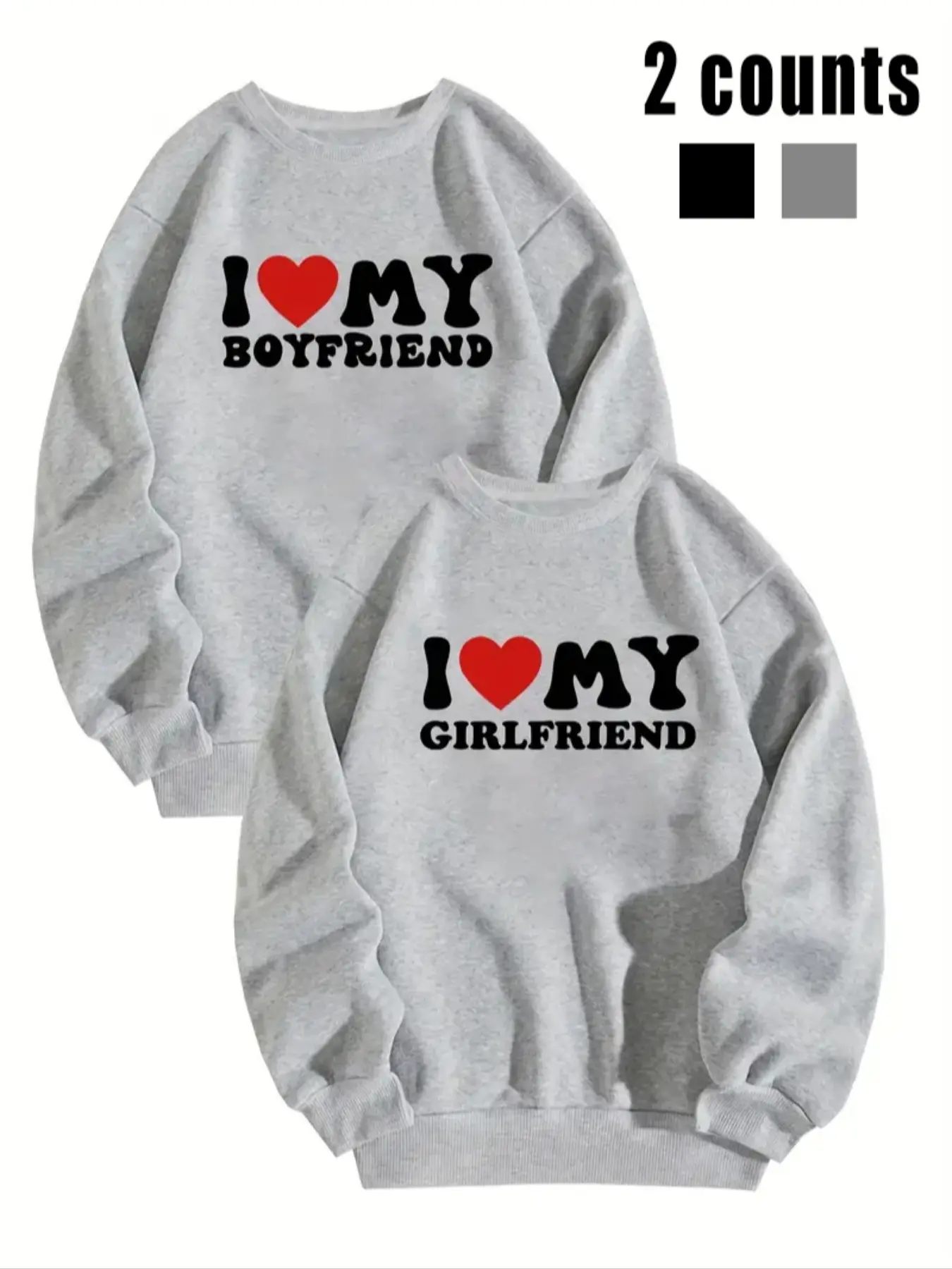 Unisex Couple Matching Set 2-Piece Sweatshirt, Fall Winter Long Sleeve Printed Tops, Casual College Style Designer Two-Piece
