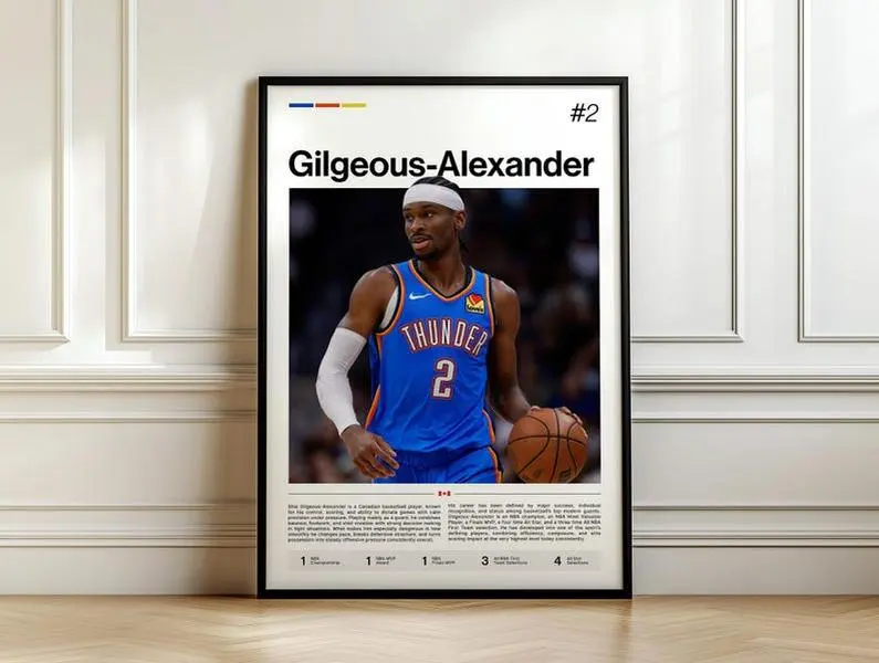 Shai Gilgeous-Alexander Poster, Basketball Art Print, Sports Wall Decor, Point Guard Art, Hoops Superstar