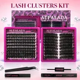 Cluster Lashes Eyelash Extensions Set - 2-Style Professional DIY Kit with Glue, Remover, Makeup Products for At-Home Use, #BackToSchool (DIY Lashes Cluster Included),familyfun