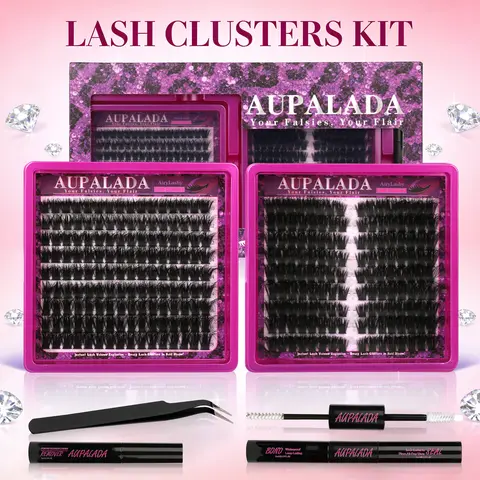 Cluster Lashes Eyelash Extensions Set - 2-Style Professional DIY Kit with Glue, Remover, Makeup Products for At-Home Use, #BackToSchool (DIY Lashes Cluster Included),familyfun