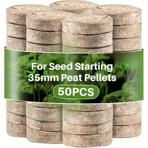 50 count Peat Pellets for Seedlings - 35MM Seed Starter Pellets Peat Pods for Starting Seeds Garden Soil for Planting Transplanting Growing Garden Flower Vegetables Germination Propagation Tray