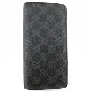 Pre-owned Louis Vuitton Canvas Small Leather Goods Portefeuille Brazza Damier Graphite Long Wallet